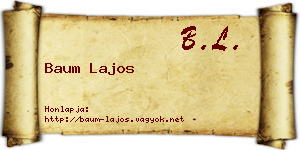 Baum Lajos névjegykártya